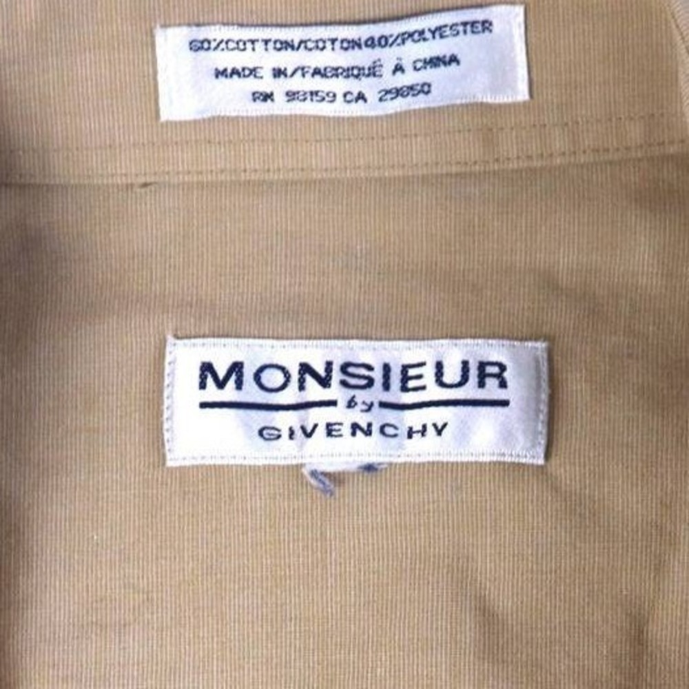 Monsieur by Givenchy Mens Vintage Tan Khaki Button Down Shirt Long Sleeve XL - Picture 7 of 7
